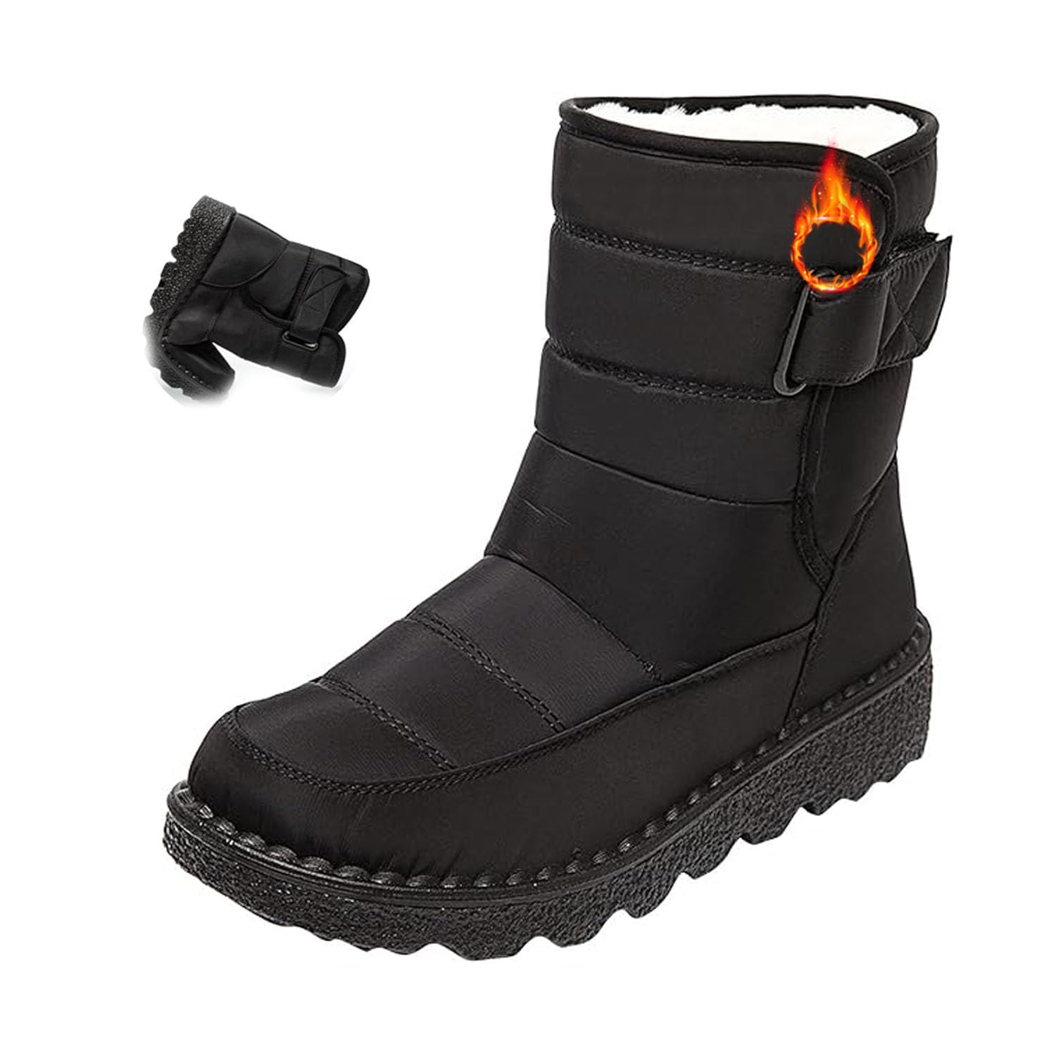 Womens Waterproof Non-slip Warm Ankle Snow Boots Platform Warm Fur Lined Thermal Winter Ankle Boots Orthopedic Shoes with