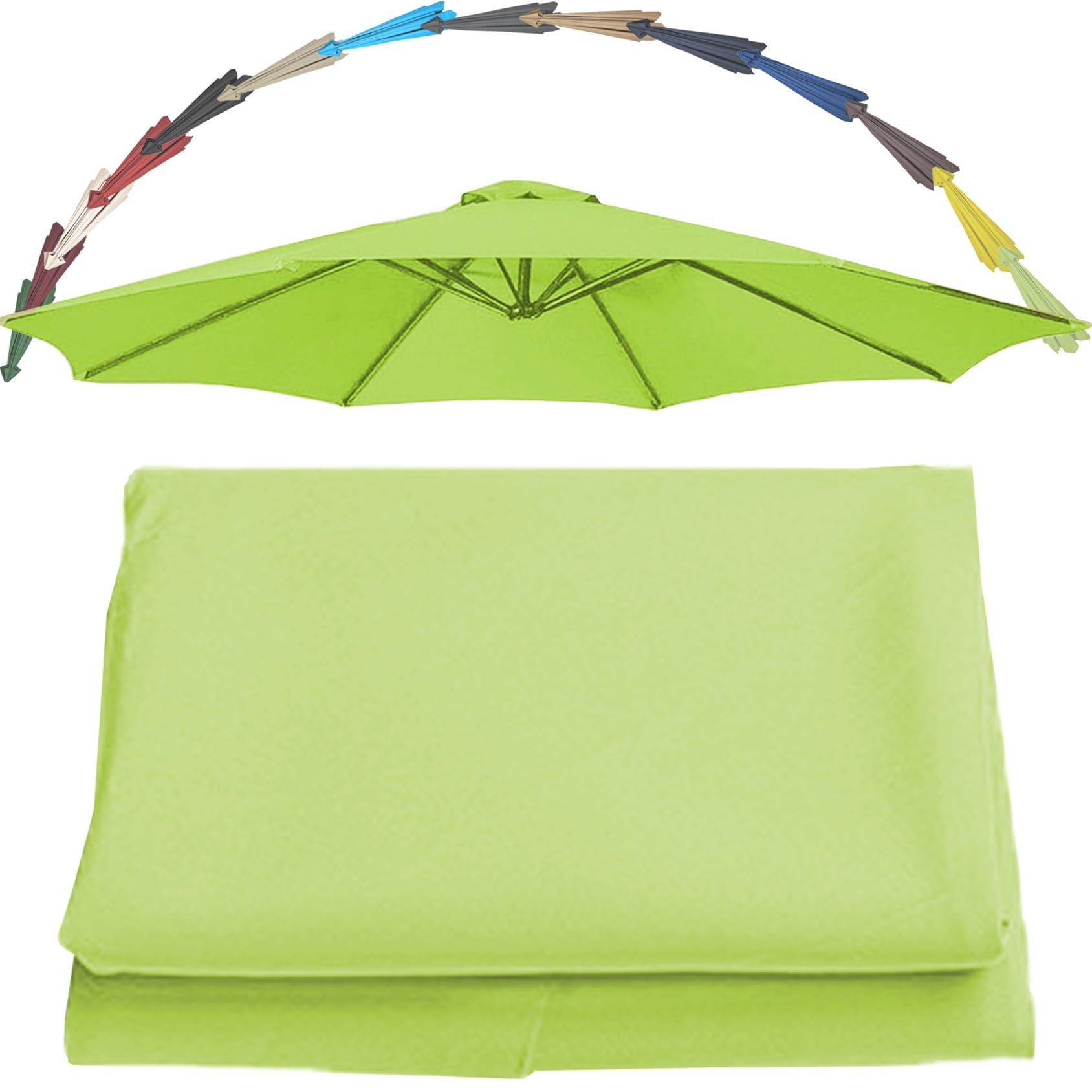 Replacement Parasol Canopy UV 30+ Protection For Garden Umbrella Umbrella Replacement Cloth Cantilever Parasol Replacement Top Fabric Cover 6/8 Ribs Patio Replacement Parasol Cover(Color:Grass green,S