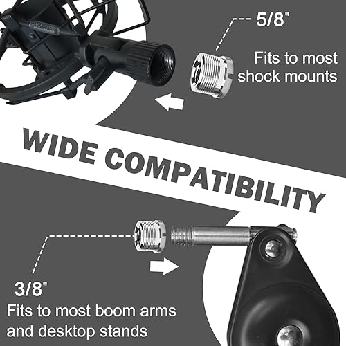 Miniatura 3 de Adaptador de tornillo de micrófono moleteado macho de 58 pulgadas a hembra de 38 pulgadas para soporte de micrófono de micrófono de 4 piezas