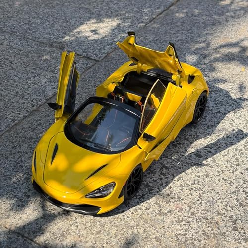 Image of FEXXA 1.18 Scale McLaren 720S Die-Cast Metal Car with Sport car Openable Doors Light and Sound,Pull Back Function Indoor Outdoor Toy for Kids (Yellow)
