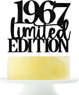 Limited EDITION 1967 cake topper 58th birthday happy birthday cake topper men and women cheer 58 years old handmade black glitter cake decoration (1967)