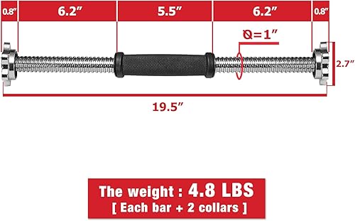 Miniatura 2 de A2ZCARE - Mancuernas con roscamancuernas ajustables  Se ajustan a placas de 1 de peso estándar  Accesorios de levantamiento de pesas  Se venden por