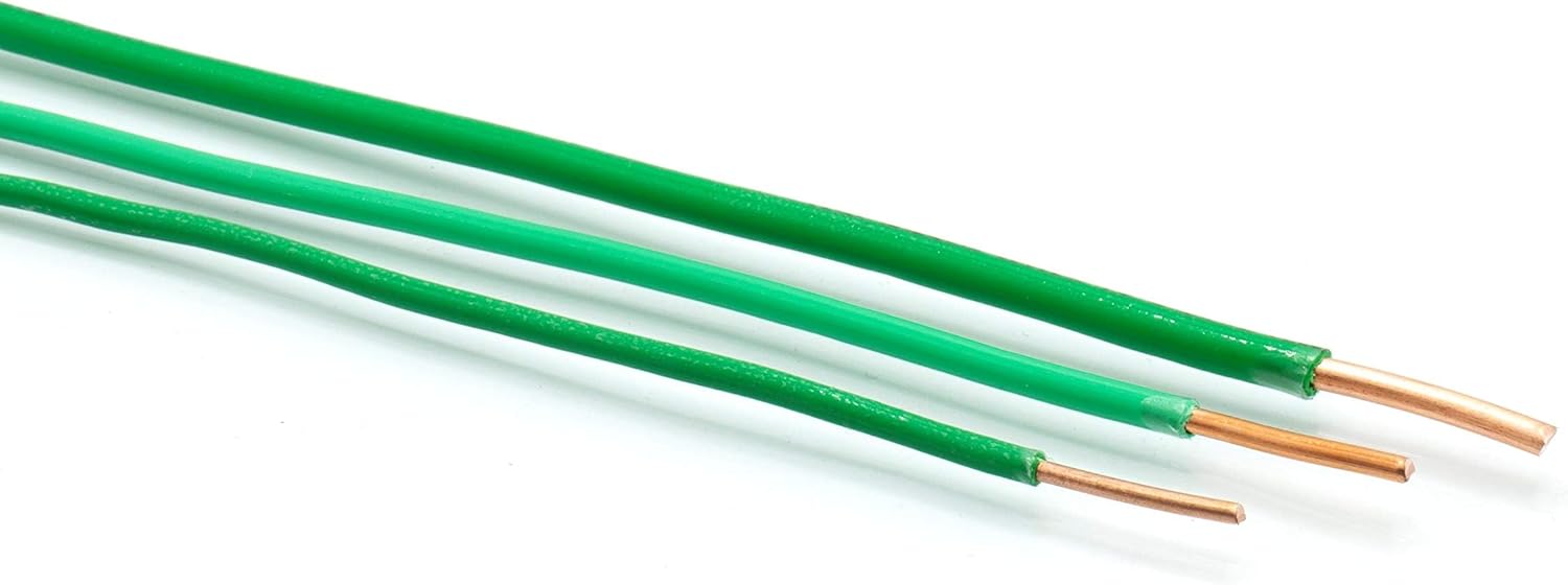 THE CIMPLE CO 14 AWG Insulated Solid Copper THHN/THWN Wire 50 FT - 14 Gauge Ground Wire for Electrical Grounding in Residential, Commercial, Industrial Buildings - 50 Feet (15 Meters), Green