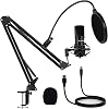 USB Studio Podcast Gaming Microphone Kit, 192KHz24BIT Plug & Play Professional Cardioid Condenser Streaming Mic with Boom Arm, Metal Shock Mount, Pop Filter for Vocal Music Recording PC Youtube