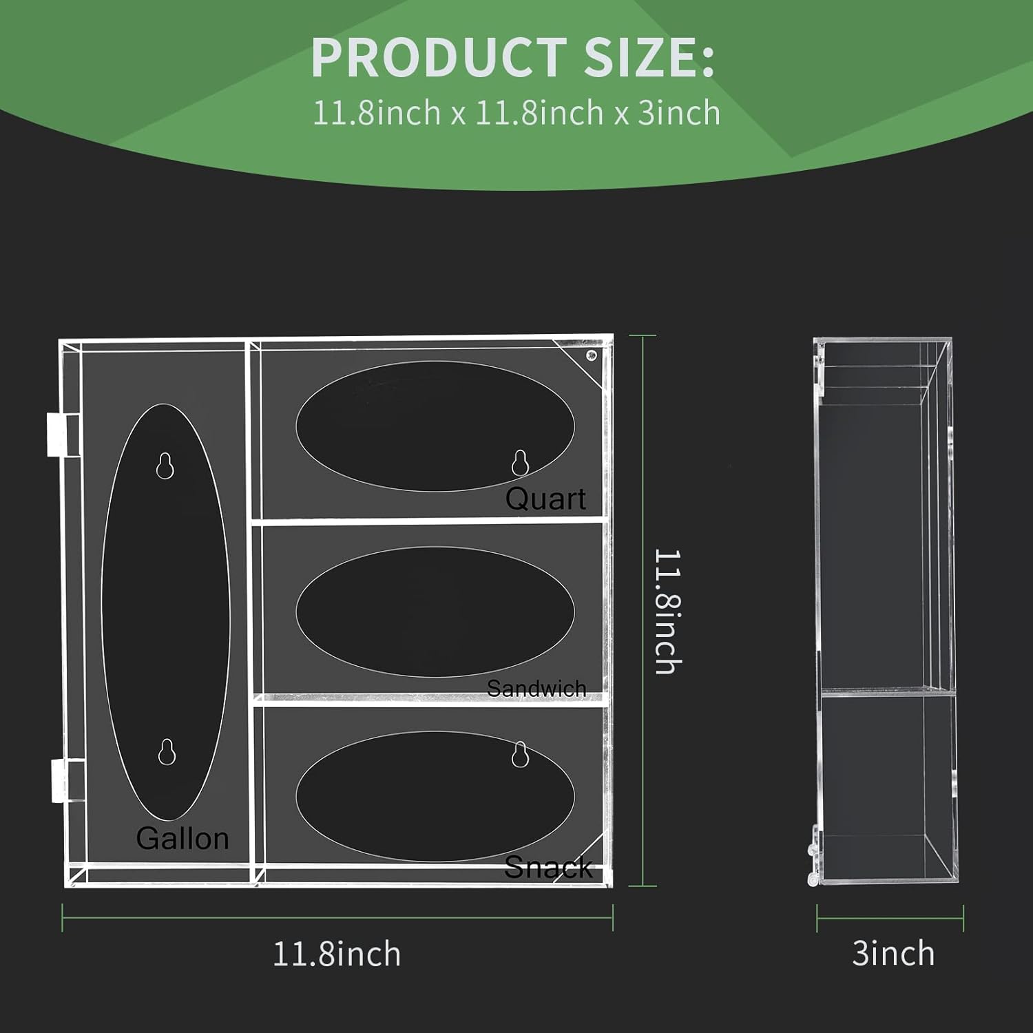 Acrylic Food Bag Storage Organizer, Acrylic Kitchen Drawer Bag Box Holder For Gallon Quart Sandwich And Snack, Compatible With Variety Size Bags Dispenser - Image 3