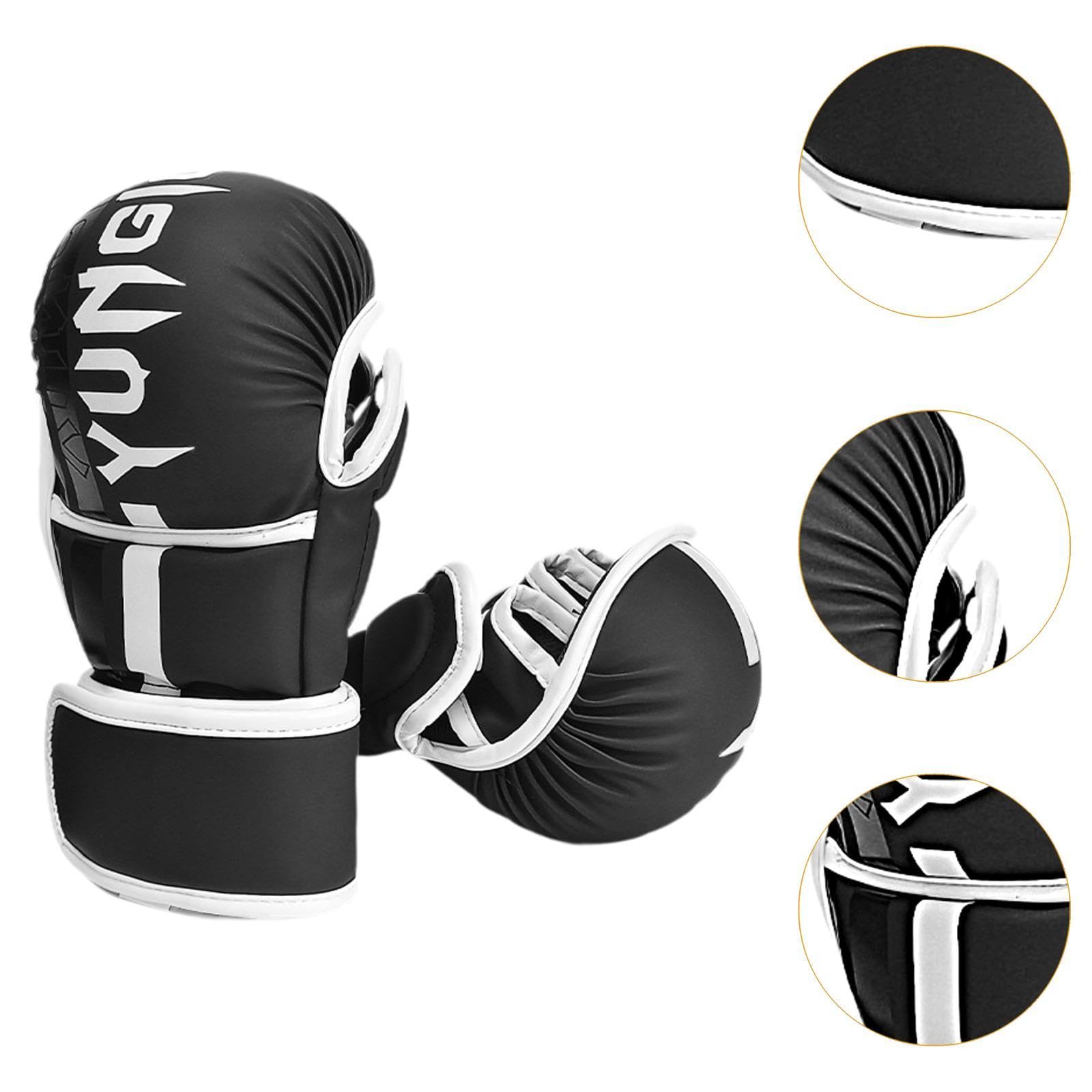2 Pezzi Guantoni Guanti Sportivi Dita Karate Taekwondo PU Pelle Interno Morbido Polso Esteso Adatti per Allenamento Arti Marziali Palestra