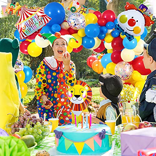 Golray 138Pcs Carnival Circus Balloon Garland Arch Kit For Kids Carnival Circus Theme Birthday Party Decorations Supplies, Carnival Decor With Happy Birthday Banner Circus Tent Lion Clown Head Popcorn #TOP1