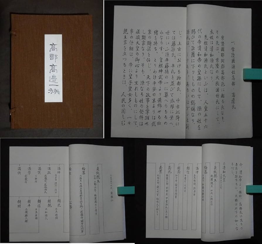 No4446 古文書　山中家　家系図　抱き柊紋　手書き　紙本　巻子装　送料無料 No4446 古文書 山中家 家系図 抱き柊紋 手書き 紙本 巻子装 送料