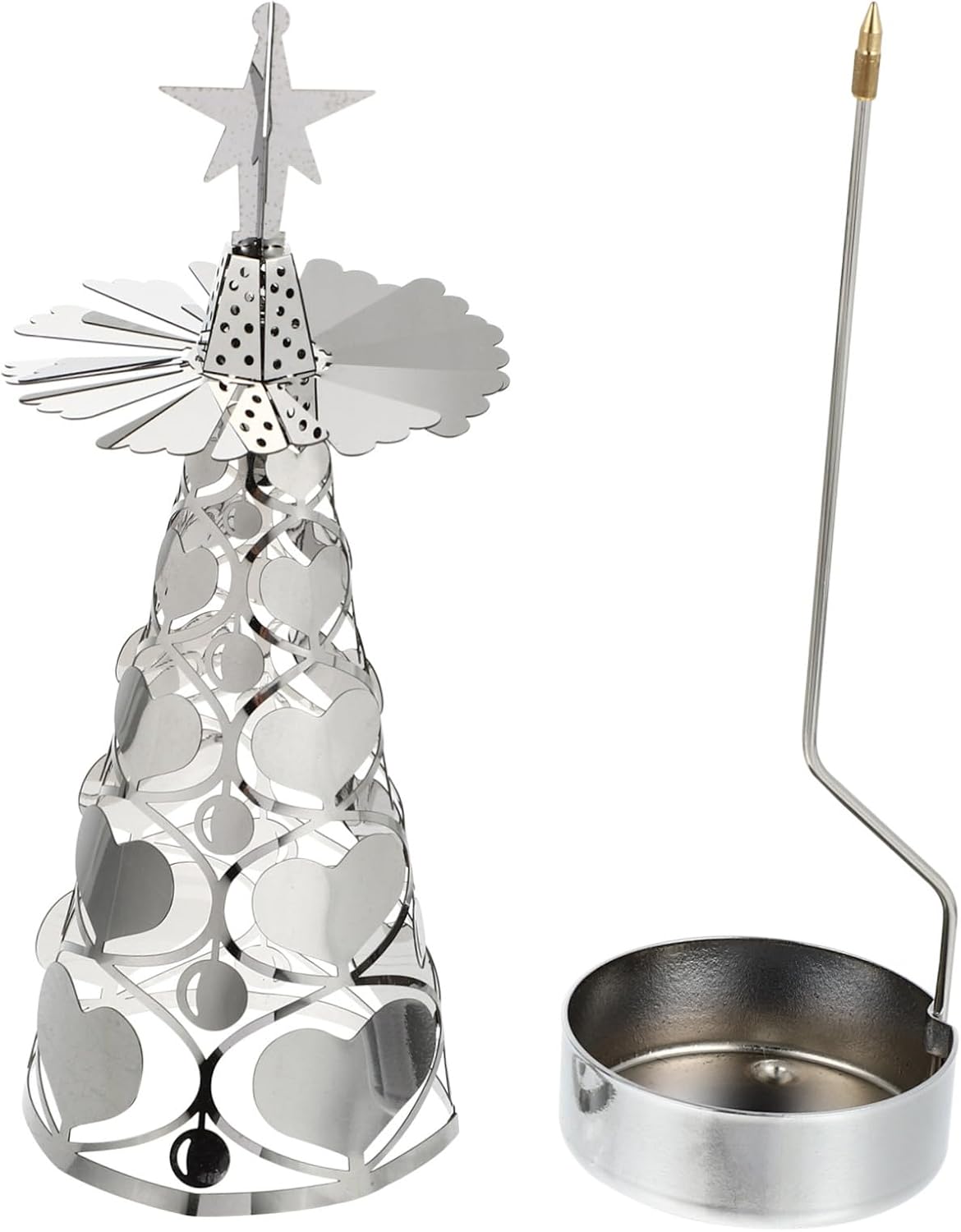 1pc Christmas Candle Holder Elegant Tree Design for Holiday Table Decoration and for Christmas Parties and Celebrations Silver Finish for Candles