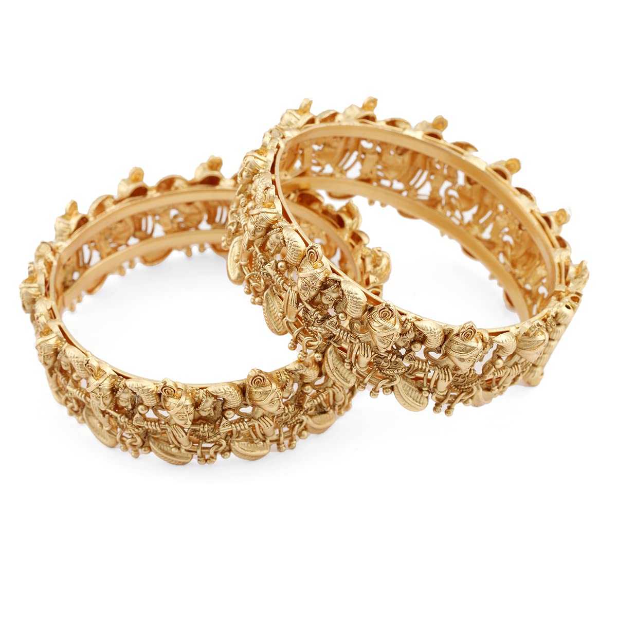 ACCESSHER Traditional Matte Gold Plated Temple Inspired Radha Krishna Motif Ethnic and Antique Kada with Screw Closure Bangles for Women and Girls Set of 2 (B0BJZFJZ1Z) Amazon Price History, Amazon Price Tracker