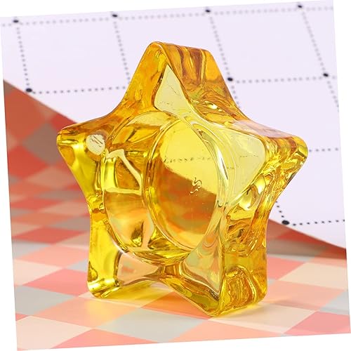 Miniatura 6 de Artibetter Candelabro de estrella de cristal antiguo, soporte de vela de cristal, tarros de vela transparentes, candelabros de colores, manualidades