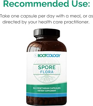 Rootcology by Dr. Izabella Wentz | Spore Flora | Broad-Spectrum Stomach Acid Resistant Spore-Forming Probiotics for Gastrointestinal Health | Five Targeted Bacillus Strains | 60 Vegetarian Capsules