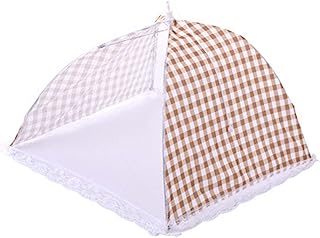 Pop-Up - Cubierta de comida para fiestas, pícnics, barbacoa, malla de alimentos, paraguas para acampar al aire libre, plegable, cubierta de frutas para alimentos, color marrón