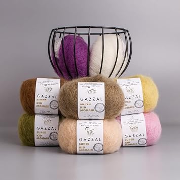 3 Pack/Skein Gazzal Super Kid Mohair, 0,88 oz/25 g, 259 yards/237 Meters, 47% Super Kid Mohair, 21% Superwash Merino Fine, and 22% Polyamide, (64411)