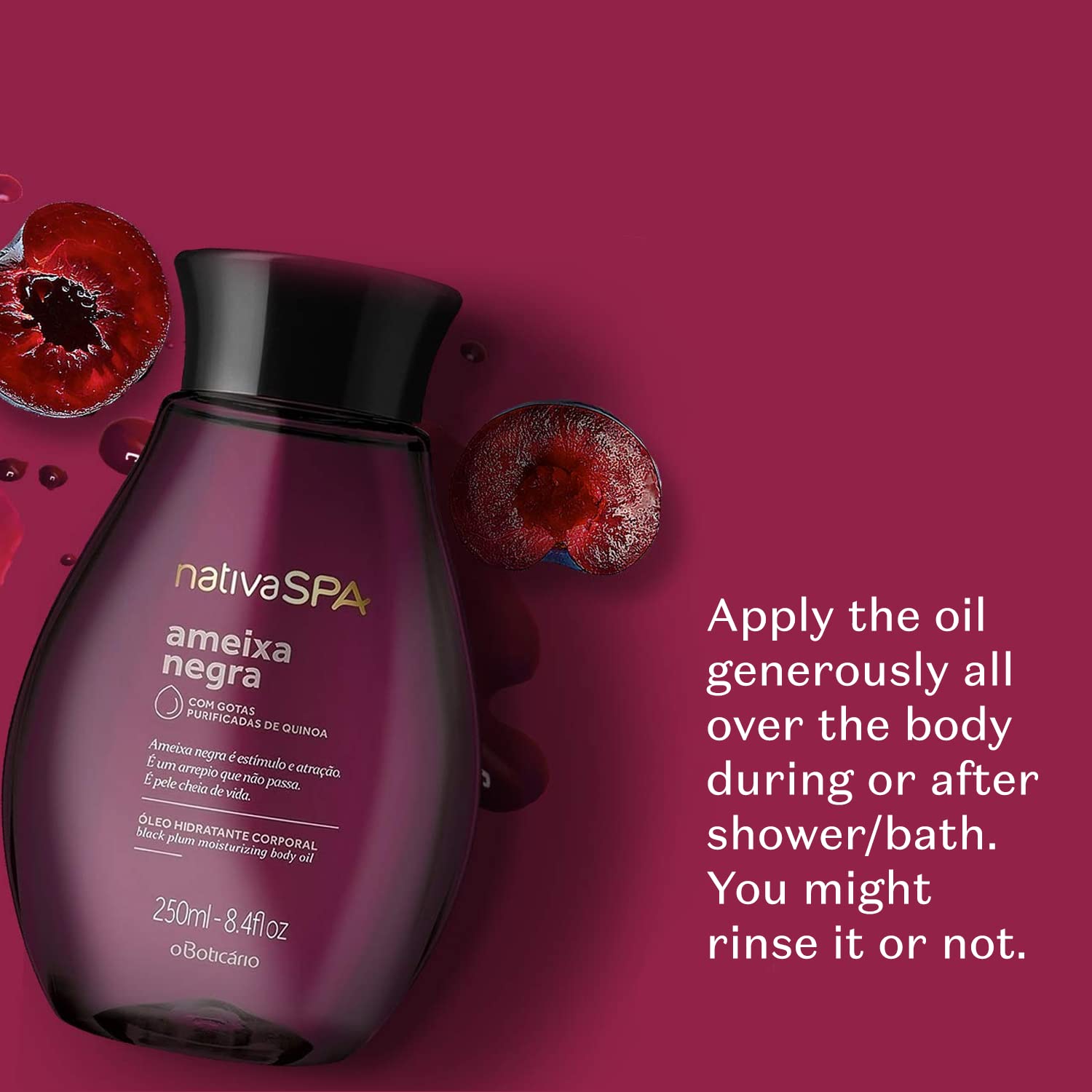 Nativa SPA Body Hydrating Oil Bundle: Plum & Black Plum. Moisturizing Body Oils, 6.8 Ounce (each)