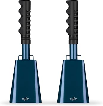 Cow Bells for Sporting Events, 10 Inch Steel Cowbell 2 Pack | Steel Cowbell Noise Makers for Football Baseball Games School Navy Blue