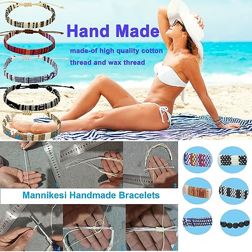Surfer Beach Bracelet Set Men and Women, Bracelets For Men, Handmade Boho Bracelets Jewelry Wrap Bracelets Adjustable, Men'S And Women'S Anklet, Woven Bracelets3