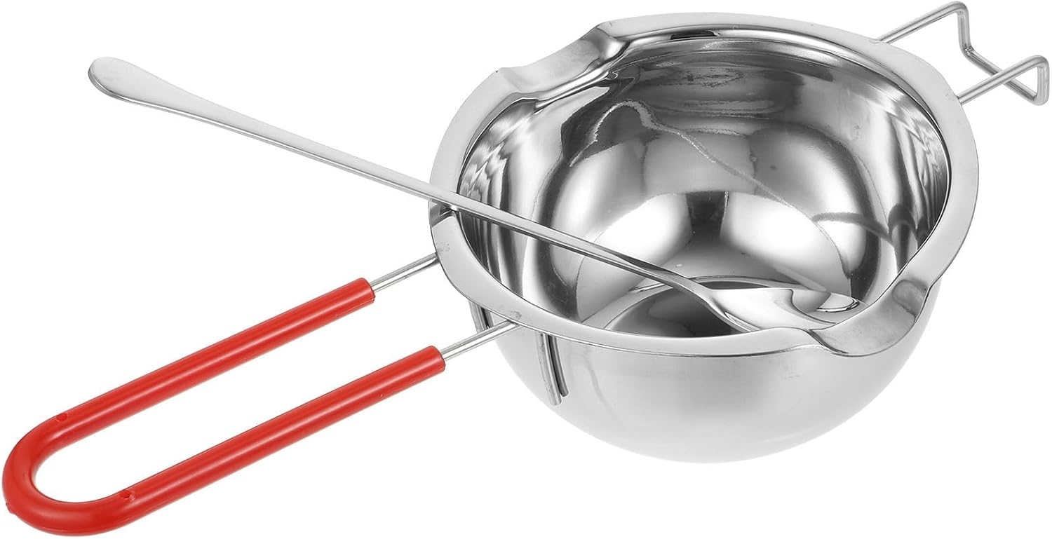 Chocolate Melting Bowl Silver Stainless Steel with Mixing Spoon