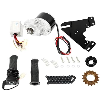 24V 250W Motor Brushed Controller, DC Motor with Throttle and Chain for E Scooter E Bike DIY, Portable 7.5lb Complete Electric Bike Set with 0.8N.m Torque`for 16-28 Inch Wheels