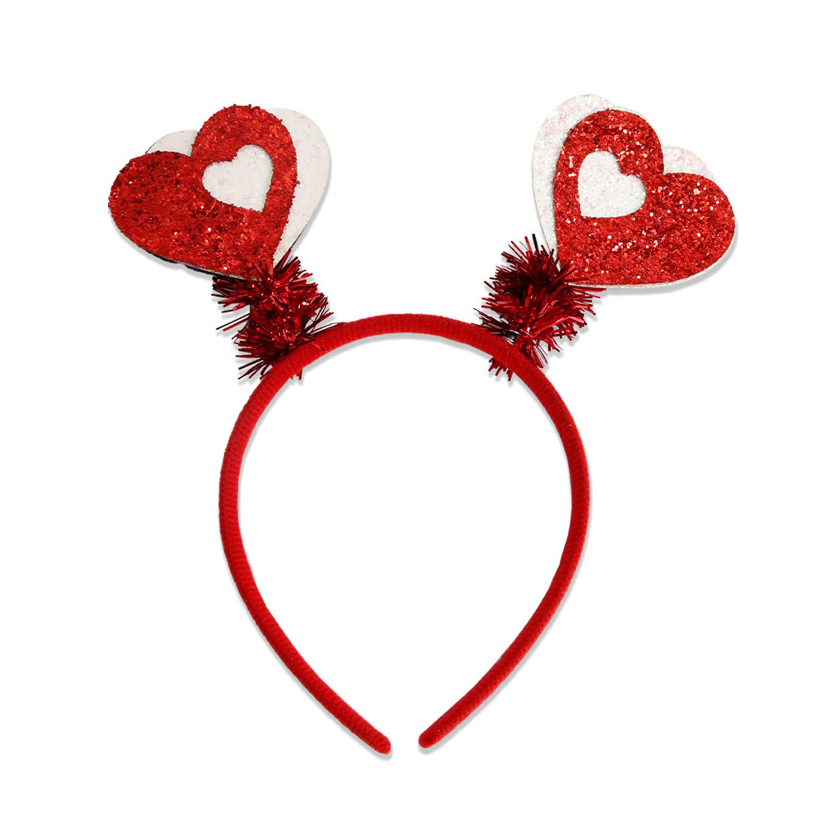 Yhplxyuus Valentine ' s Day Headband Boppers Giltter Heart Headhoop Wedding Party Props Festival Hairband Cosplay Costume Headwear Valentine ' s Day Headband