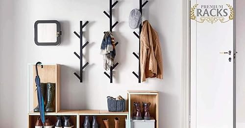 Miniatura 7 de PREMIUM RACKS Coat Rack & Hat Rack - Modern Design - Wall Mounted - Stylish - (Black) Negro,Blanco