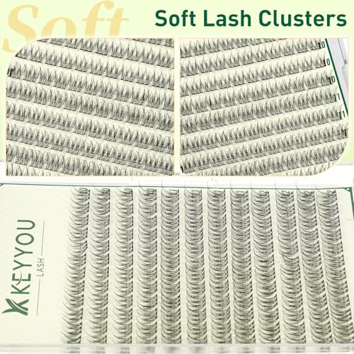 KEYYOULASH Lash Clusters Manga Lash Extension D Curl 144pcs 10-12mm Wispy Eyelash Clusters Natural Volume Eyelash Extensions Individual Lashes DIY at Home(KY10,D-10-12MIX) — view 2