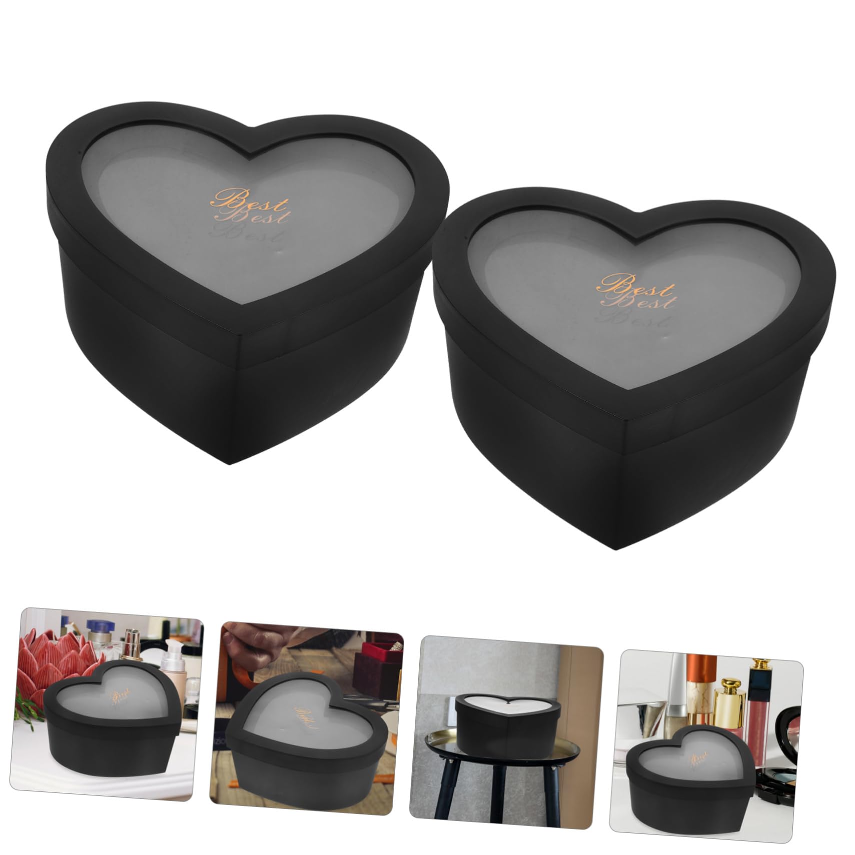 2pezzi Scatola per Fiori Forma di Cuore Scatola Regalo per Conservare i Fiori Finestra Trasparente Design Elegante Base Stabile
