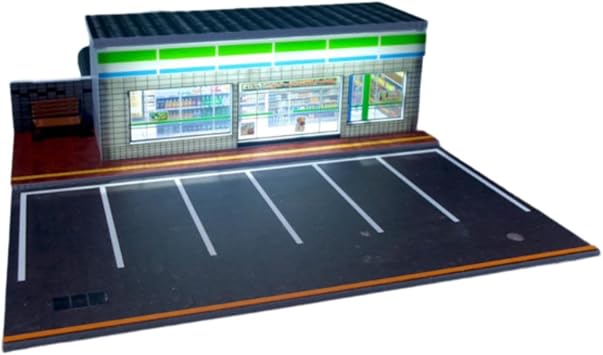 164 Scale Car Park & Garage Diorama Model with Lights for Diecast Car Layout, B