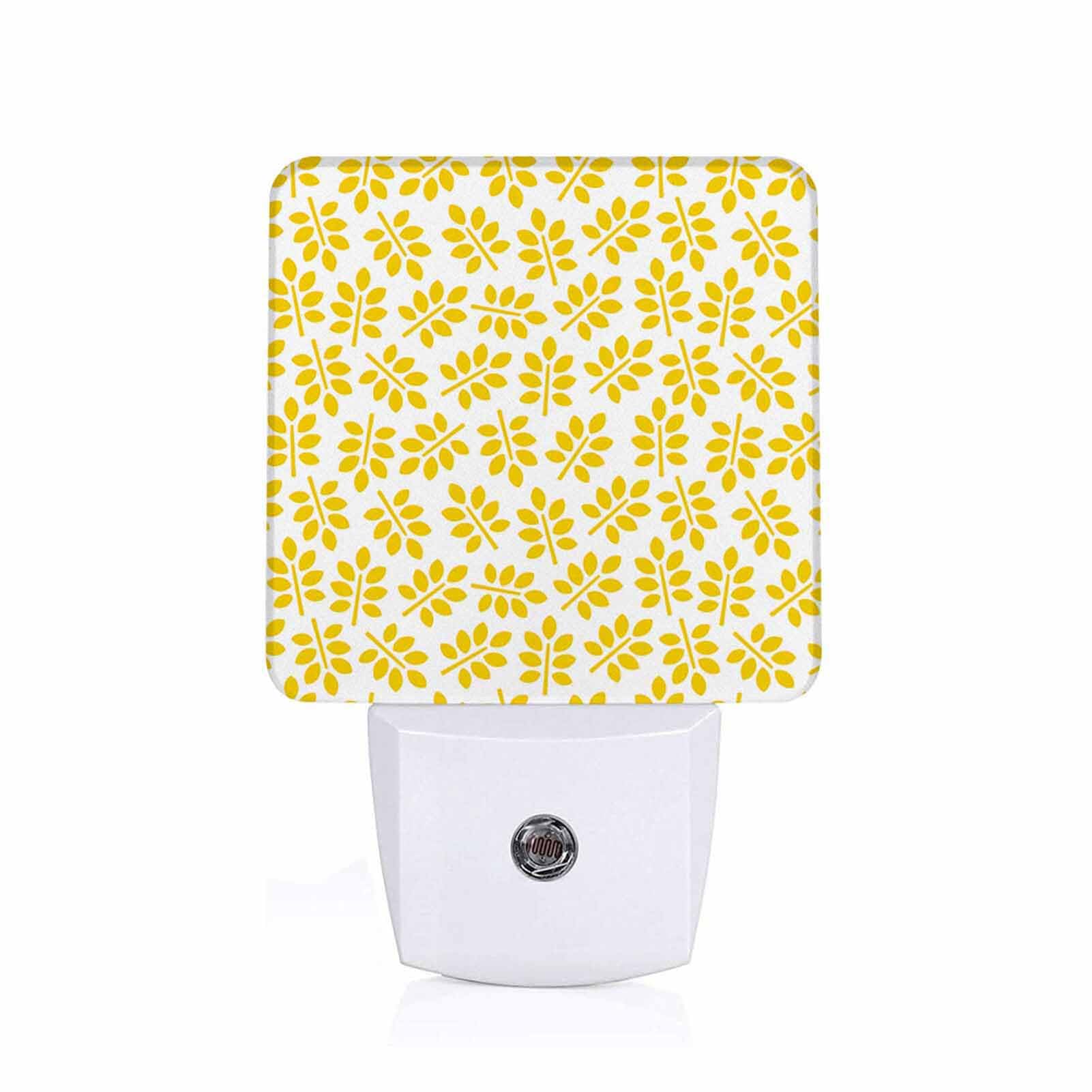 Chrobak LED Night Light,Yellow Leaves Pattern LED Night Light Plug into Wall with Dusk to Dawn Light Sensor White Energy Efficient Nightlight for Bedroom Bathroom Hallway Living Room Kitchen
