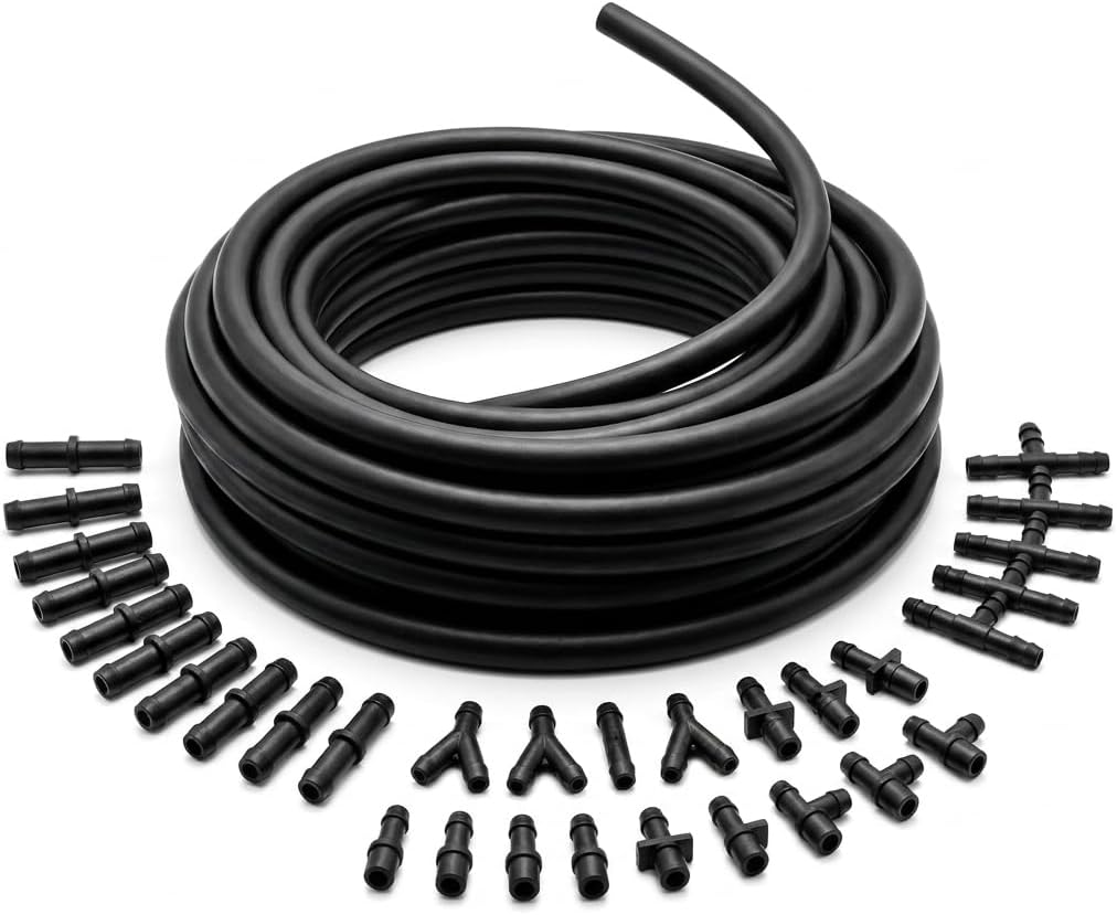 25FT Windshield Washer Hose Kit, 5/32" (4mm) ID Thickened 3mm Wall Washer Fluid Tubing, Heavy Duty Leak-Resistant Hose with Connectors, Universal Fit for Most Vehicles