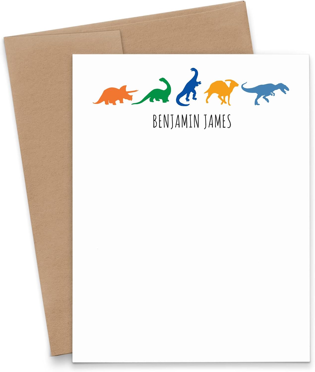 Dinosaur Personalized Note Cards for boys, Boys Personalized Stationery, Dinosaur thank you card, Set of 10 with Envelopes
