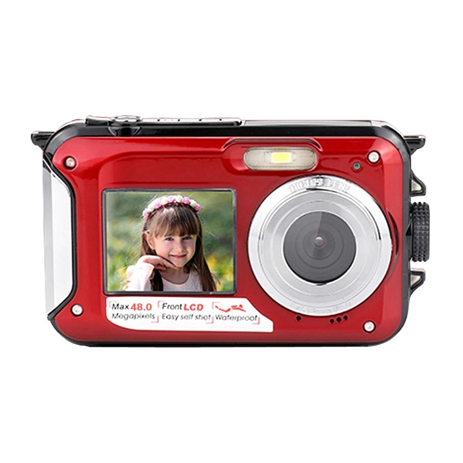 Kamera wideo 48MP Mini Aparaty Cyfrowe Dla Dzieci Do Fotografii Retro Vintage Dziecięcy Kompaktowy Rejestrator Wideo 3M Wodoodporne Kamery Zewnętrzne(No TF Card,Red)