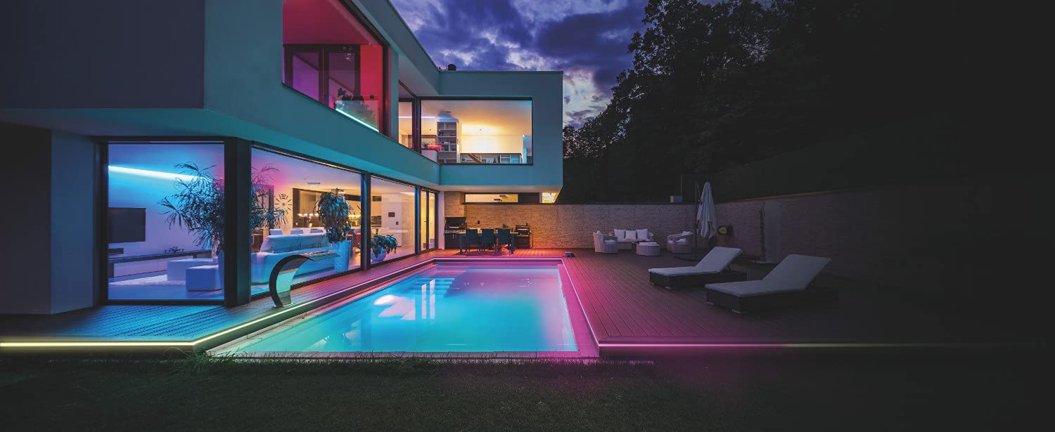LEDVANCE Smartes RGB LED-Lichtband (3 Meter) für Aussen, speziell für Alexa, ZERO TOUCH SETUP - einfache Einrichtung nur per Klick, RGBW Farben änderbar, Lichtfarbe änderbar (2000-6500K), ZTS-ready