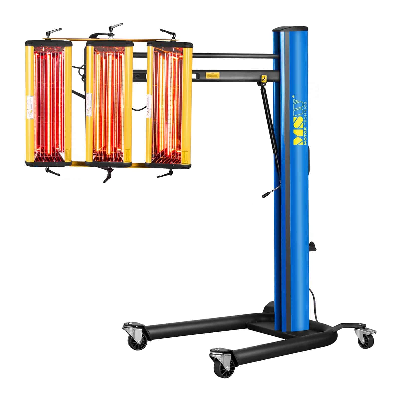 MSW IR-DRYER3000.1 Secador de Pintura Infrarrojo para Carrocería Coche (3300 W, 3 Lámparas, 40–100 °C, Superficie de Secado 1200 x 1000 mm, Altura Máxima 265 cm, Temporizador 1–99 min) Pulse