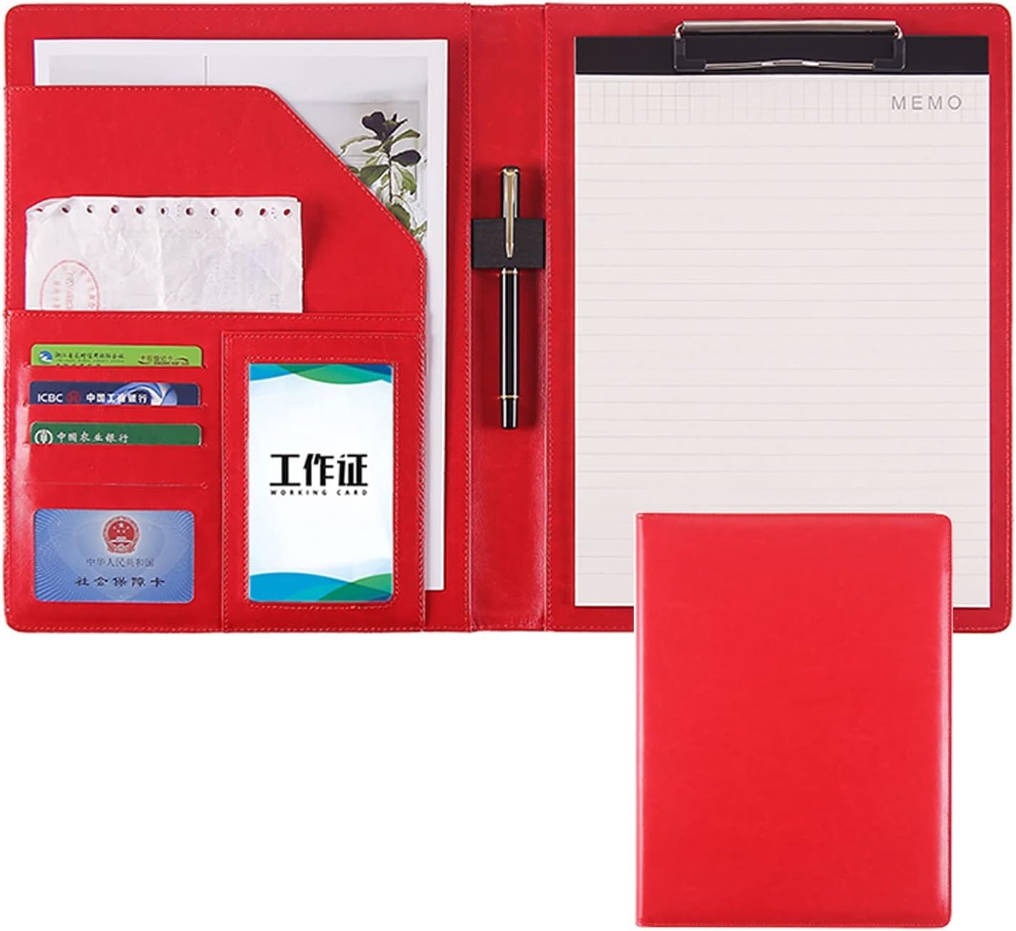 VHJdtE Folder, A4 Size Clipboard Hardboard Business Card Holders Document Sleeve(Rood)