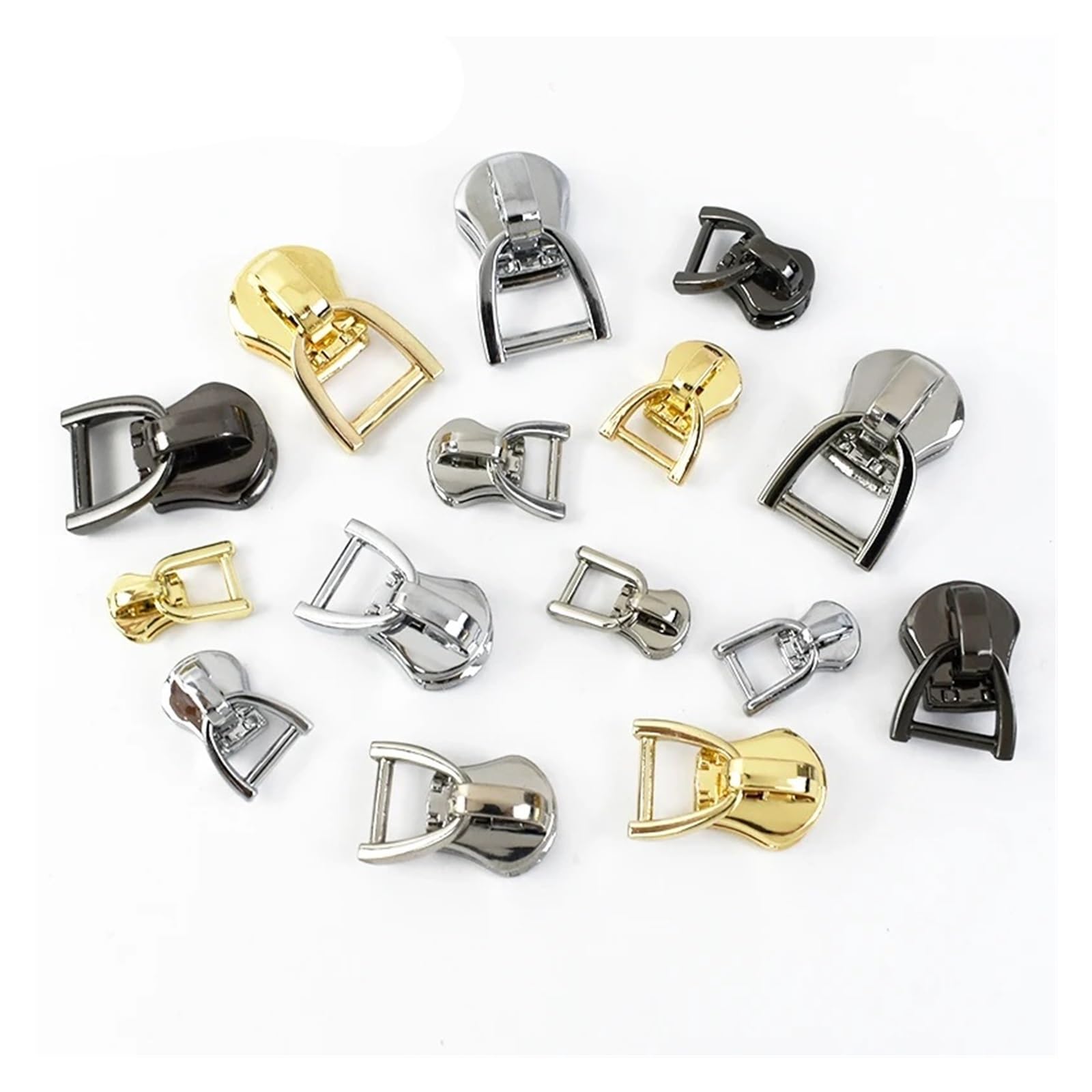 Deslizadores de Cremallera for Cremalleras de Metal, Kit de reparación de Ropa, Accesorios de Costura DIY, Anillo D 3#5#8#10#, 10-50 Uds.(Chrome,50PCS_NO8)