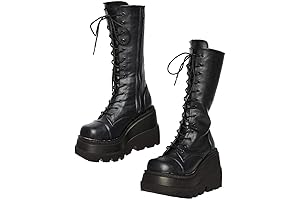 Egirl Shoes Boots: Women's High Platform Mid Calf Wedges Chunky High Heel...