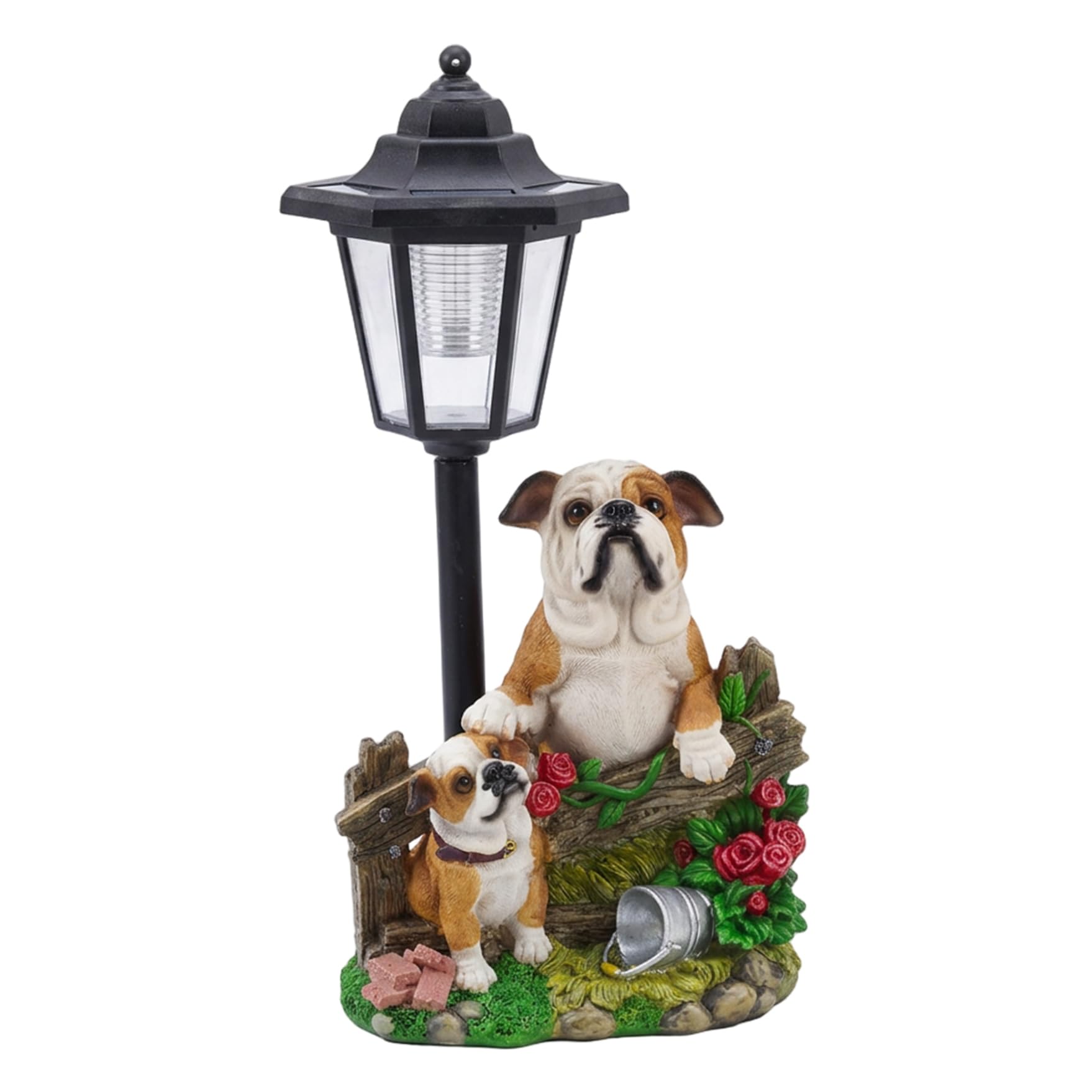 Faroby Solar Garden Statues - Handcrafted Resin Dog Statues Outdoor with LED Lights, Cute Puppy Figurine for Yard, Patio, Lawn, Solar Garden