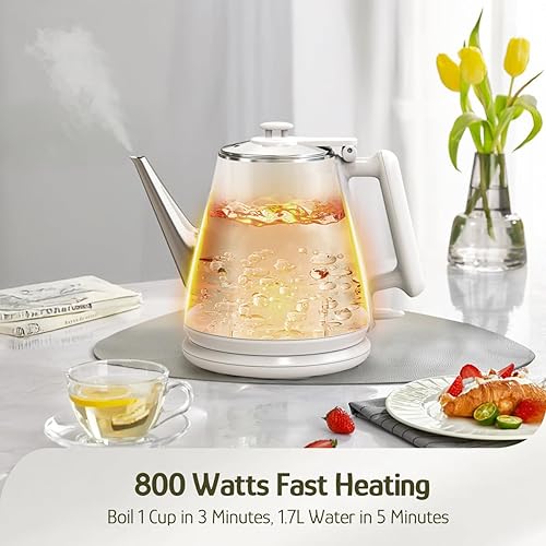 Miniatura 3 de Hazel Quinn Hervidor eléctrico  Hervidor de té pequeño de 1 l34 onzas, hervidor rápido de 800 W, interior de acero inoxidable 304, doble pared para