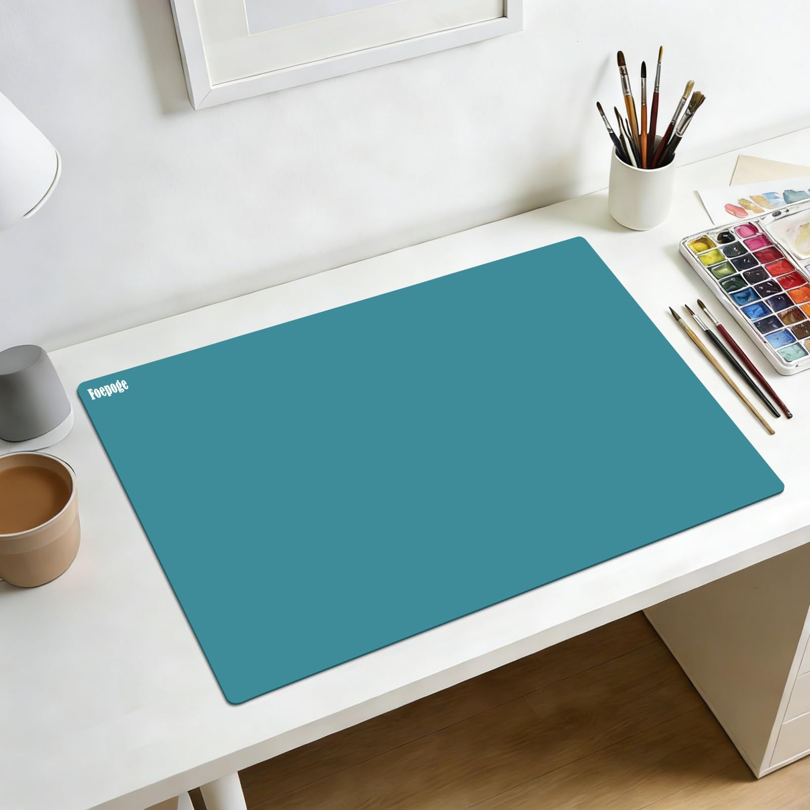 Foepoge Silicone Mat for Worktops: 92 x 61 cm Extra Large Craft Mat for Resin - Large Silicone Painting Mat - Waterproof Worktop Protector - Heat Resistant Counter Protector - Modilangreen