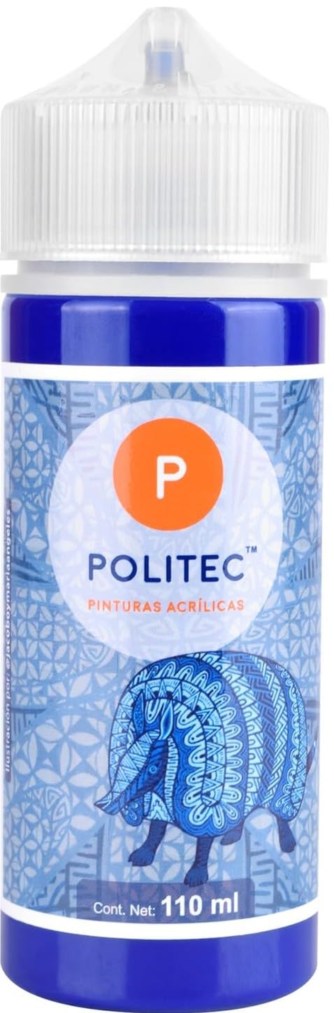 Politec Pinturas Acrílicas Colores Primarios y Secundarios + Blanco y Negro 8 x 110 ml Premium, Set de Colores para Pintar en Lienzo, Madera, Papel, Piedra y Manualidades