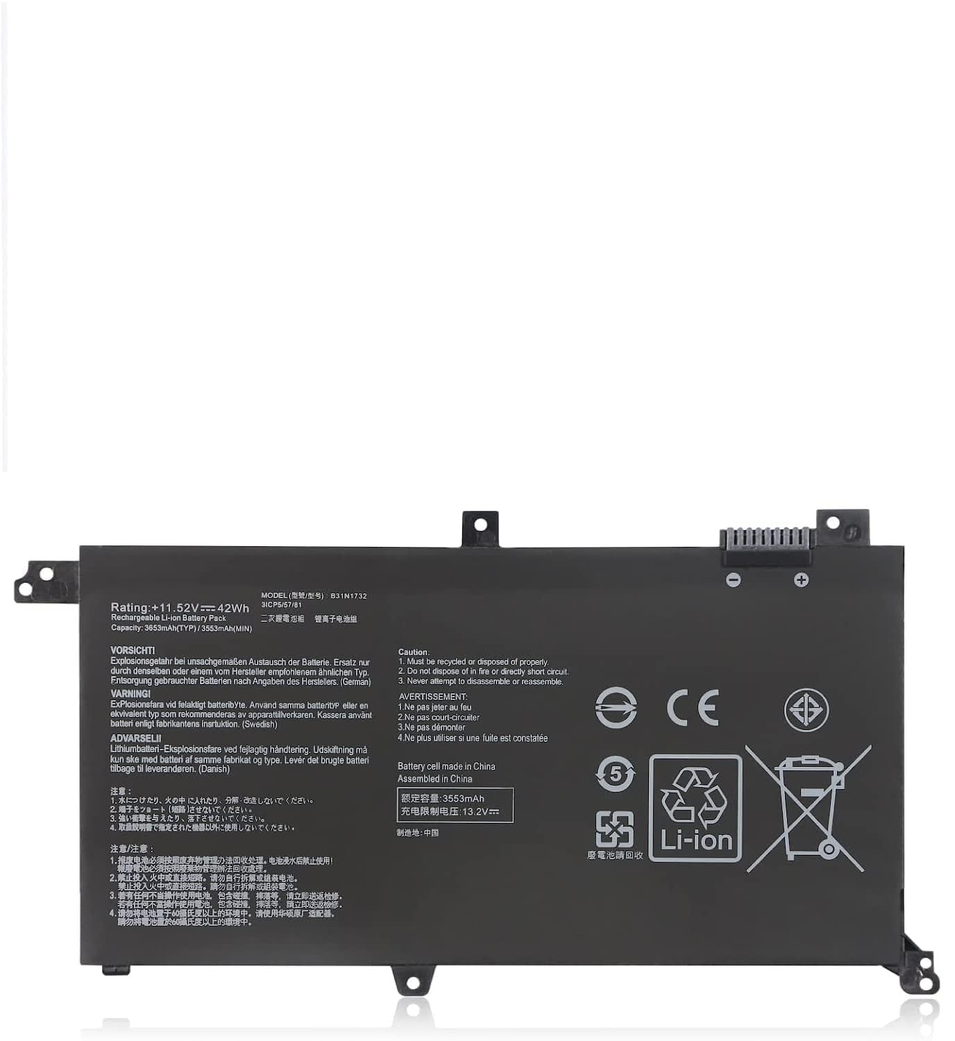 WISTAR B31N1732 Laptop Battery for ASUS VIVOBOOK A571, F571, FX571, FXF571, K571, N571, NX571, R571, RX571, S430, S571, X430, X571, B31N1732 Laptop Battery-image-30