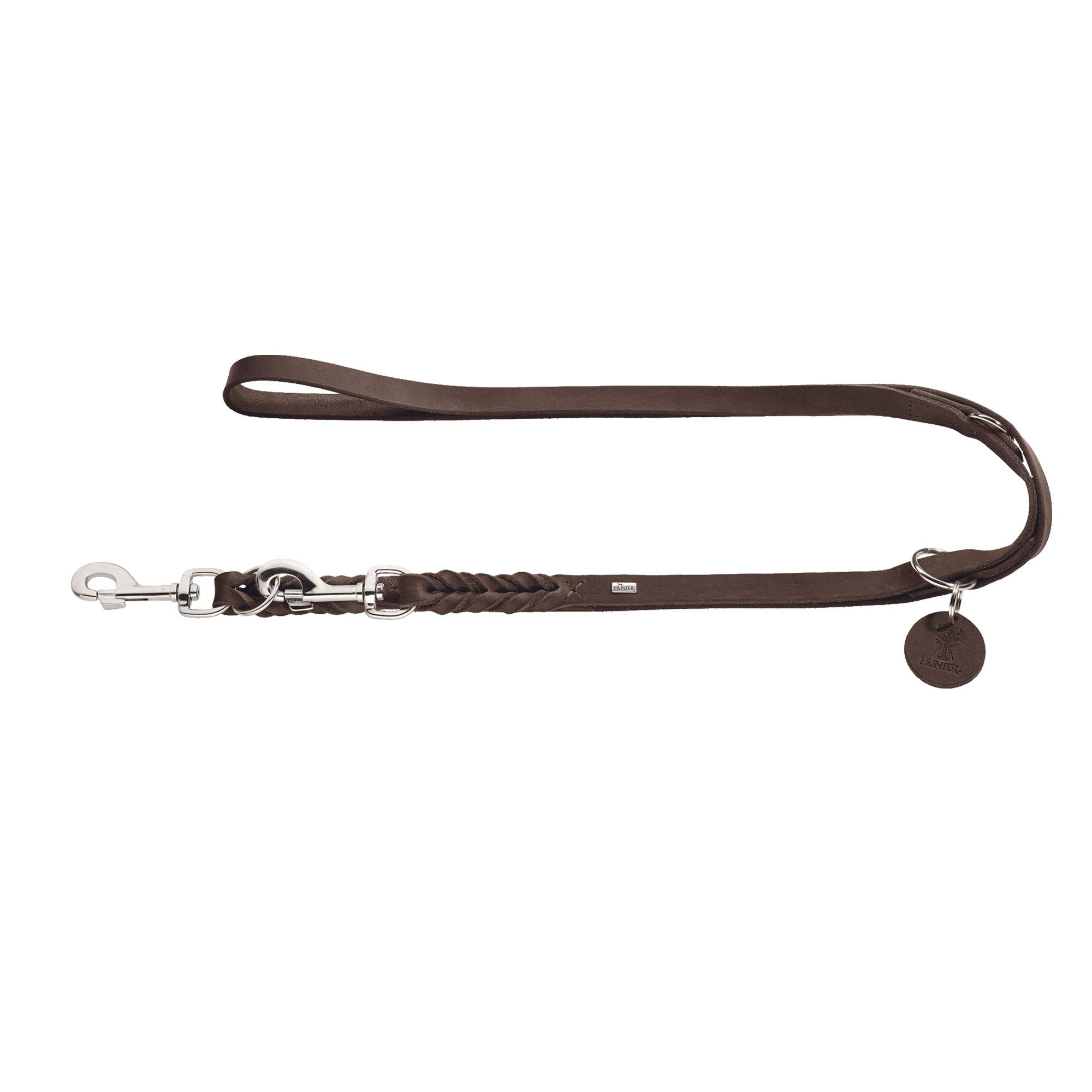 HUNTER Training Leash Solid Education, 18/200 Soft Genuine Cow Leather, Dark Brown