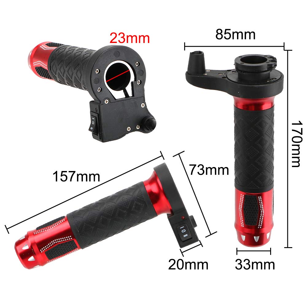 MASO Poignées de guidon chauffantes électriques, chauffage électrique en alliage d'aluminium 12V, température de 50-70℃ réglable, adaptées pour moto et VTT