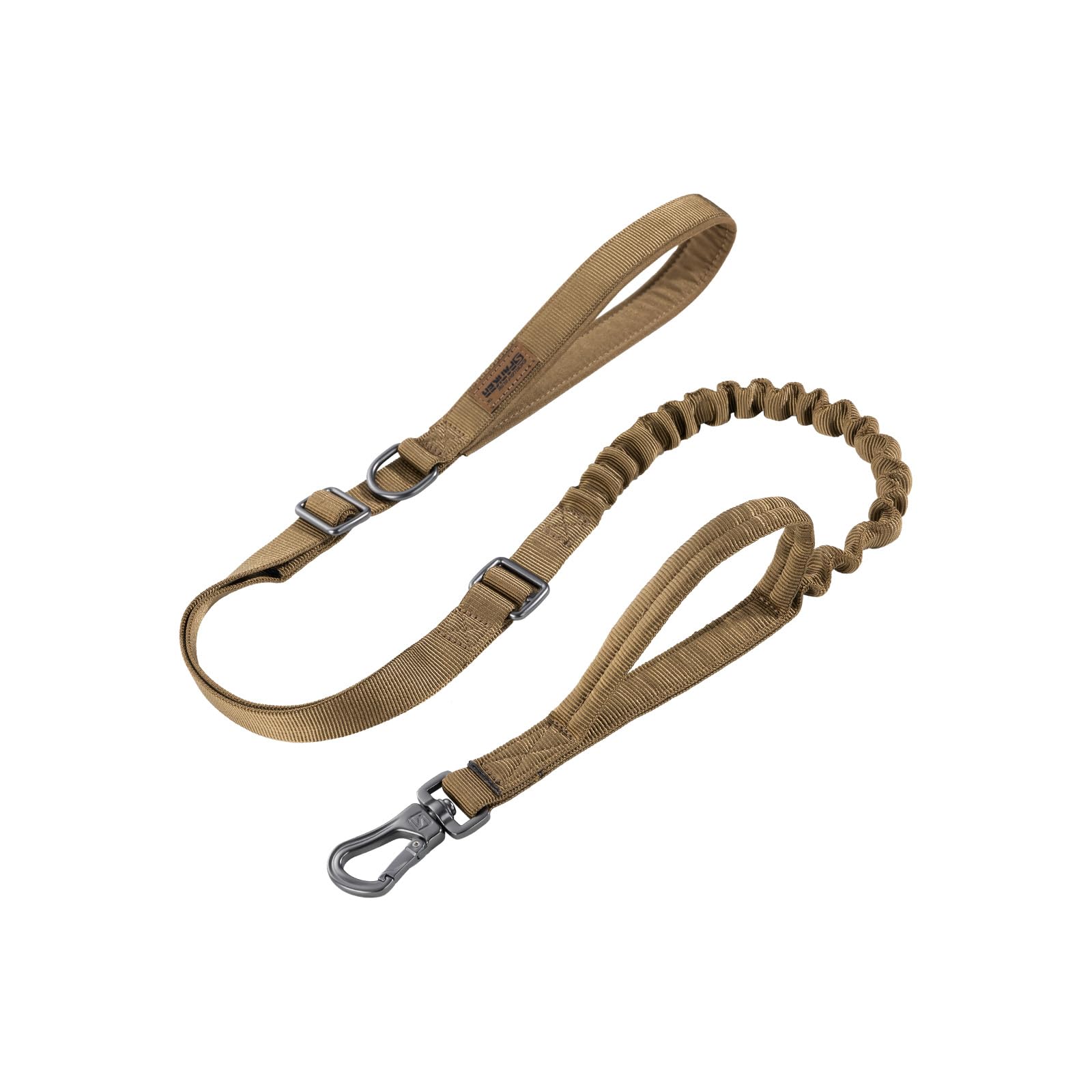 EXCELLENT ELITE SPANKER Tactical Dog Lead Bungee Leash Military Training with Traffic Control Handles(Coyote Brown)