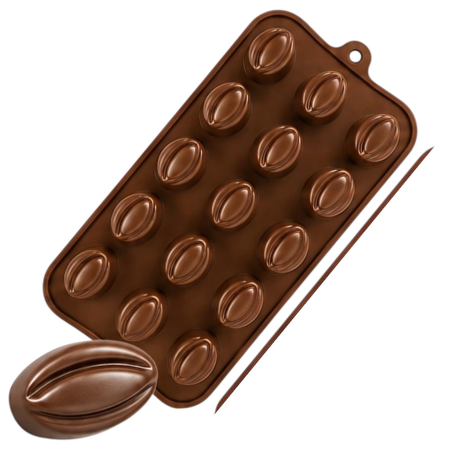 15 Cavity Coffee Bean and Almond Shape Silicone Chocolate Mold, Flexible DIY Candy & Cake Decorating Mould,Ice Cubes, Jellies, Fondant & Baking Decoration-image-21
