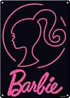 Amazon.com: Ata-Boy Barbie Pink Silhouette on Black Metal