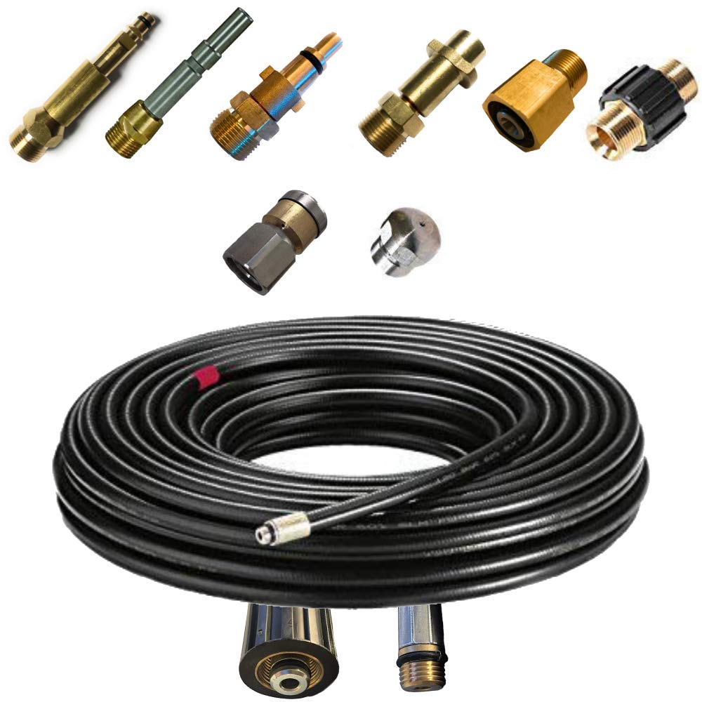 M&M Smartek manguera desatascadora 3 m, kit 9 piezas, para KEW/Nilfisk | Kit desatascador con manguera, adaptadores y boquillas según variante; comprobar conexiones, presión, contenido y equipo.