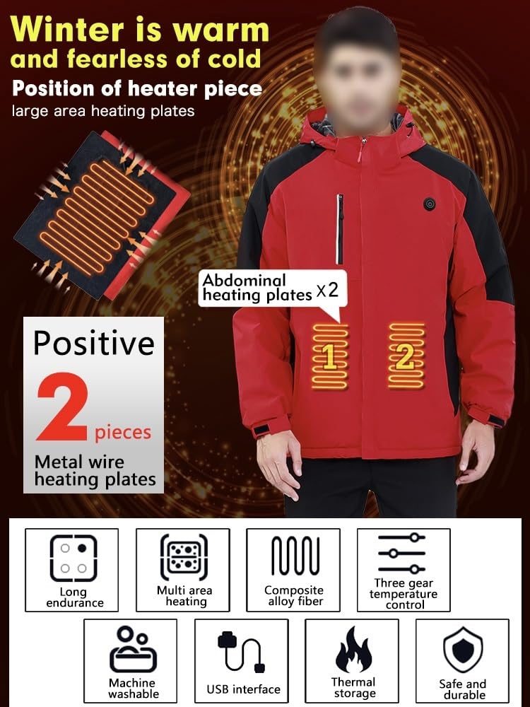 Męska Podgrzewana Kurtka Typu Softshell Z Kapturem, Wodoodporna, Lekka, Ocieplana Wiatrówka, Płaszcz Grzewczy USB