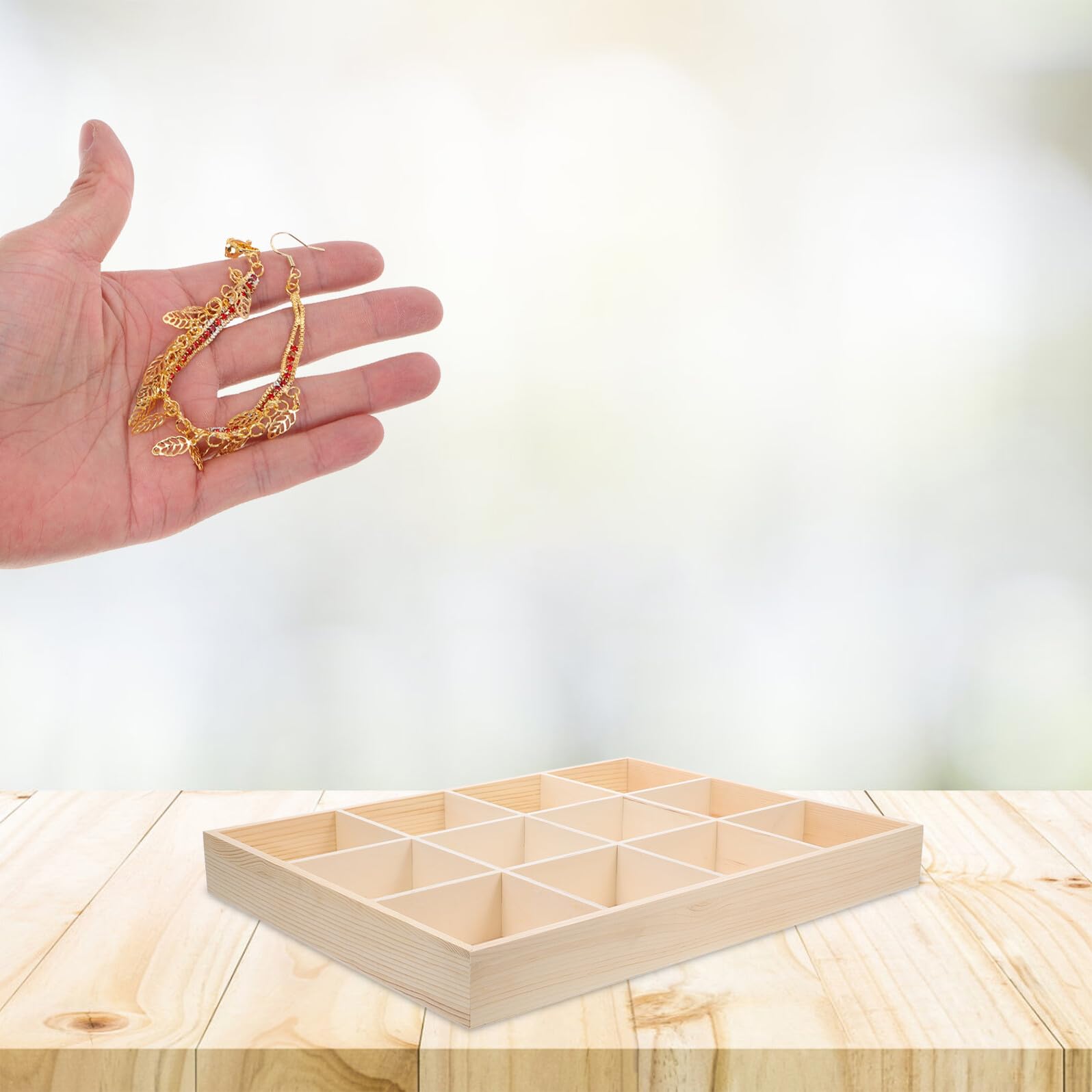 Caja Organizadora de Madera Multi Compartimentos Divisiones para Escritorio Organizador para Oficina Maquillaje y Accesorios Caja de Almacenamiento para Hogar